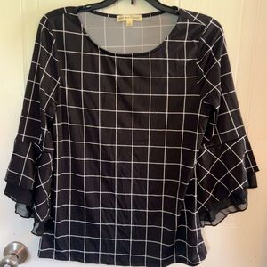 Black and white bell sleeve top